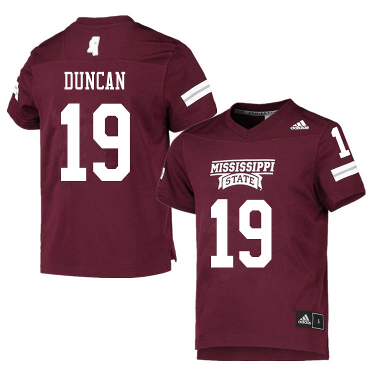 Men #19 Collin Duncan Mississippi State Bulldogs College Football Jerseys Sale-Maroon